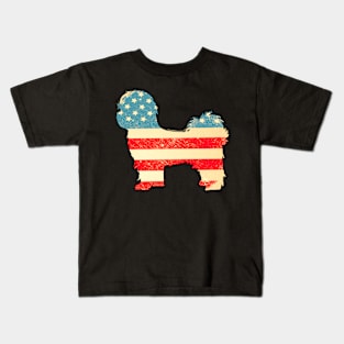 American Flag Shih Tzu Kids T-Shirt